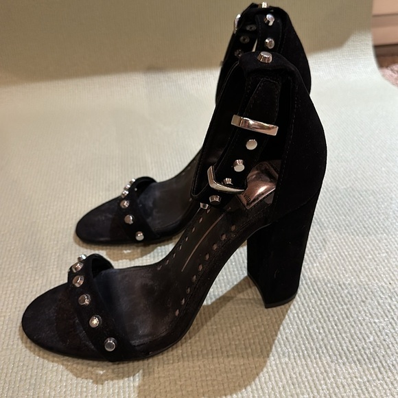 dolce vita black suede silver studded sandal heel - Picture 2 of 5